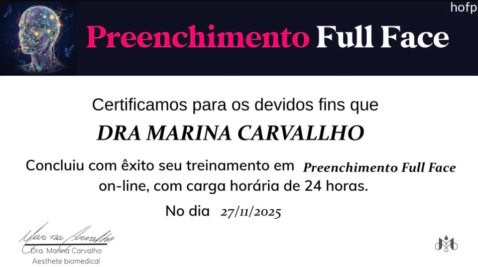 Certificado do curso Preenchimento Full Face