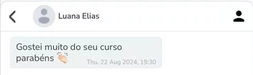 Depoimento de aluna sobre qualidade do curso